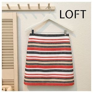 Ann Taylor LOFT Woven Striped Orange & Black Short Skirt Size 0